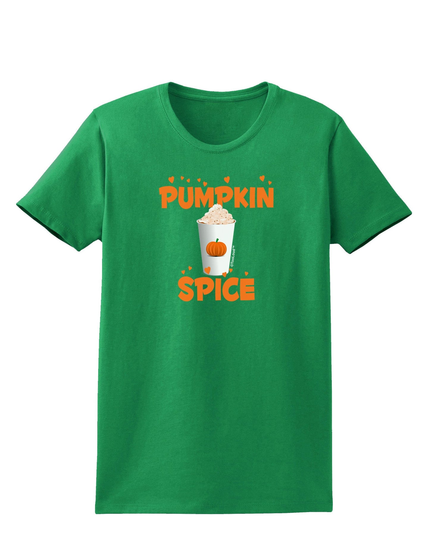 Pumpkin Spice Latte Hearts Womens Dark T-Shirt-TooLoud-Kelly-Green-X-Small-Davson Sales