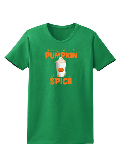 Pumpkin Spice Latte Hearts Womens Dark T-Shirt-TooLoud-Kelly-Green-X-Small-Davson Sales