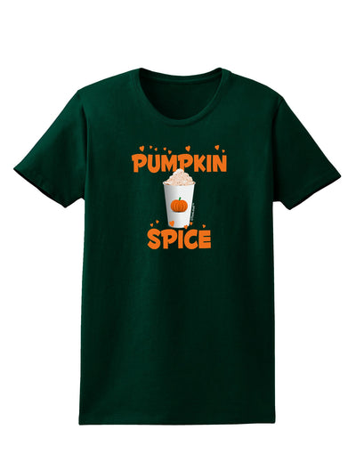 Pumpkin Spice Latte Hearts Womens Dark T-Shirt-TooLoud-Forest-Green-Small-Davson Sales