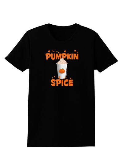 Pumpkin Spice Latte Hearts Womens Dark T-Shirt-TooLoud-Black-X-Small-Davson Sales