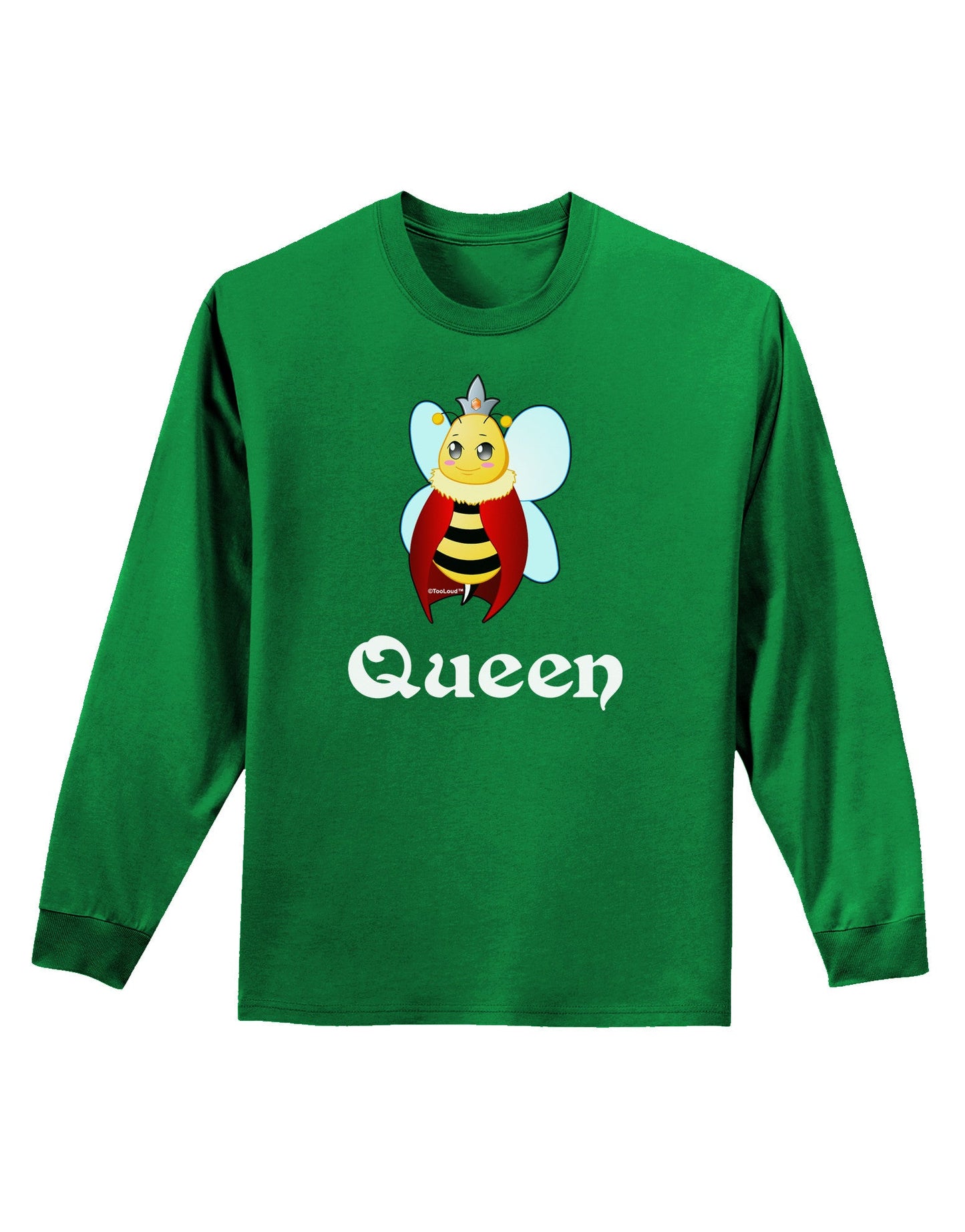 Queen Bee Text 2 Adult Long Sleeve Dark T-Shirt-TooLoud-Kelly-Green-Small-Davson Sales