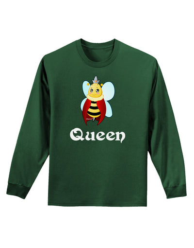 Queen Bee Text 2 Adult Long Sleeve Dark T-Shirt-TooLoud-Dark-Green-Small-Davson Sales