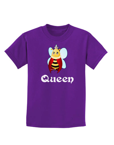 Queen Bee Text 2 Childrens Dark T-Shirt-Childrens T-Shirt-TooLoud-Purple-X-Small-Davson Sales