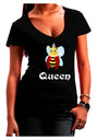 Queen Bee Text 2 Juniors V-Neck Dark T-Shirt-Womens V-Neck T-Shirts-TooLoud-Black-Juniors Fitted Small-Davson Sales