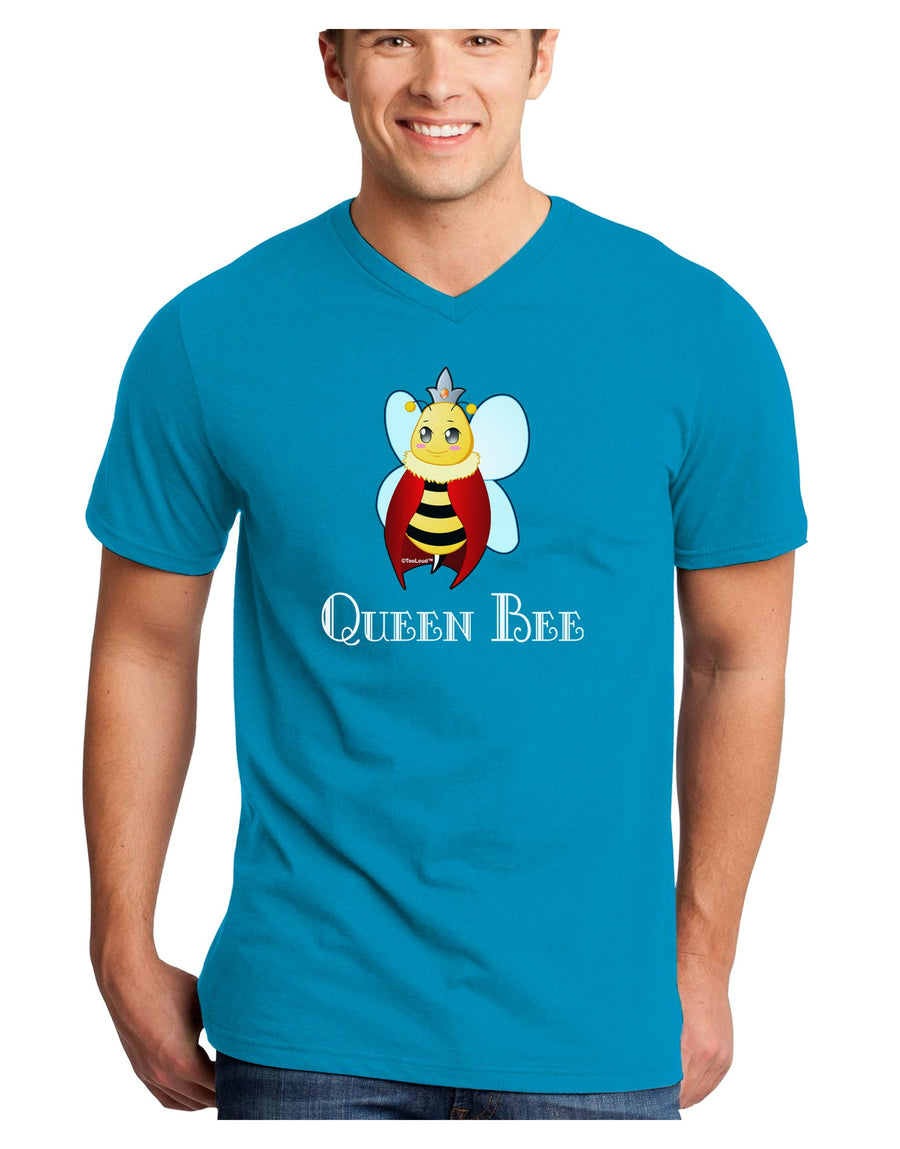 Queen Bee Text Adult Dark V-Neck T-Shirt-TooLoud-Black-Small-Davson Sales