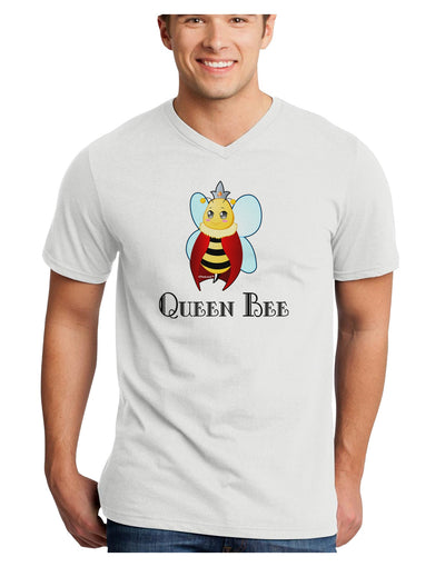 Queen Bee Text Adult V-Neck T-shirt-Mens V-Neck T-Shirt-TooLoud-White-Small-Davson Sales