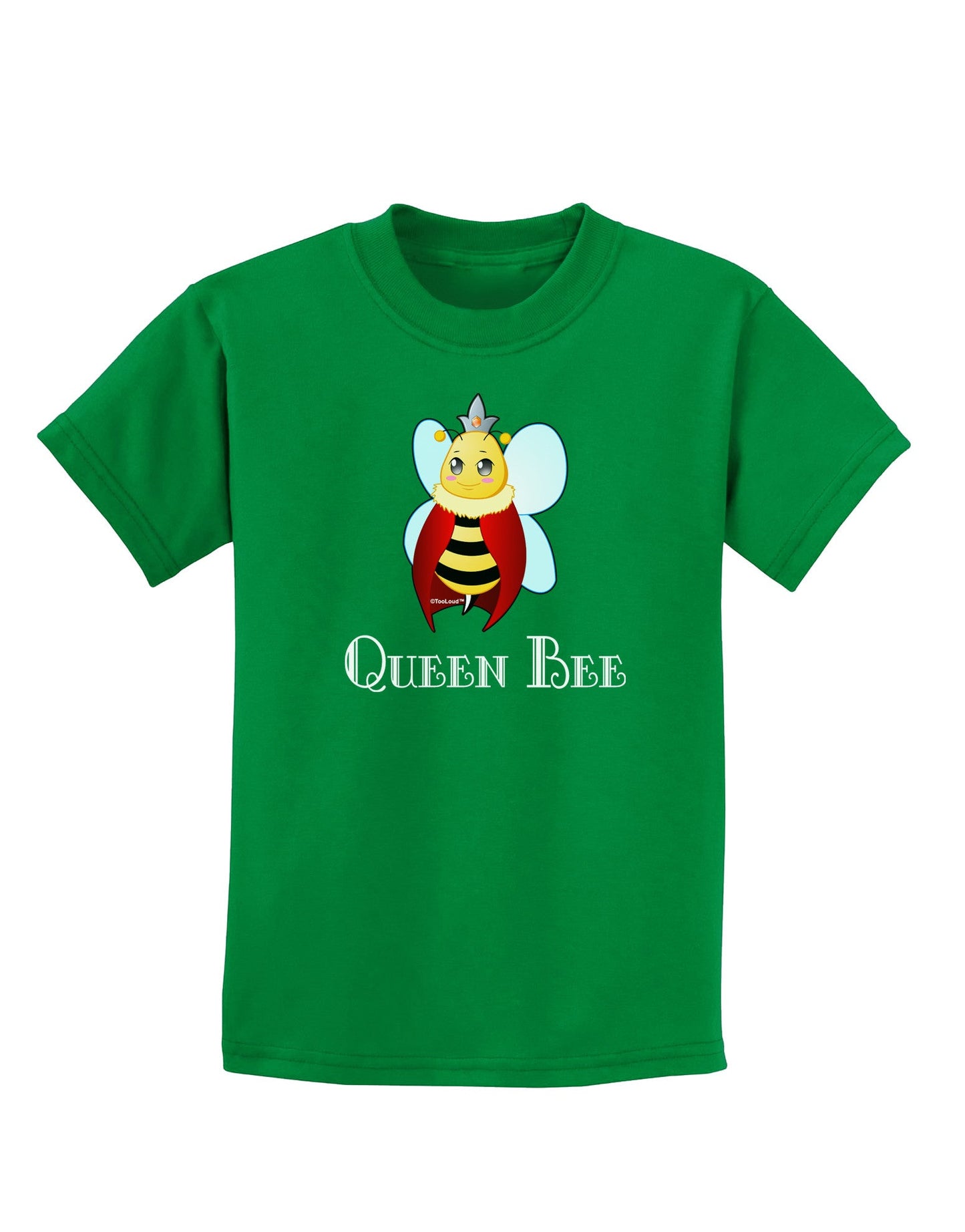 Queen Bee Text Childrens Dark T-Shirt-Childrens T-Shirt-TooLoud-Kelly-Green-X-Small-Davson Sales