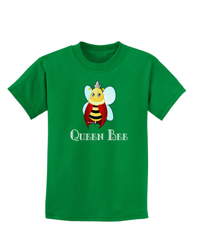 Queen Bee Text Childrens Dark T-Shirt-Childrens T-Shirt-TooLoud-Kelly-Green-X-Small-Davson Sales