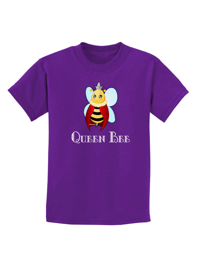 Queen Bee Text Childrens Dark T-Shirt-Childrens T-Shirt-TooLoud-Purple-X-Small-Davson Sales