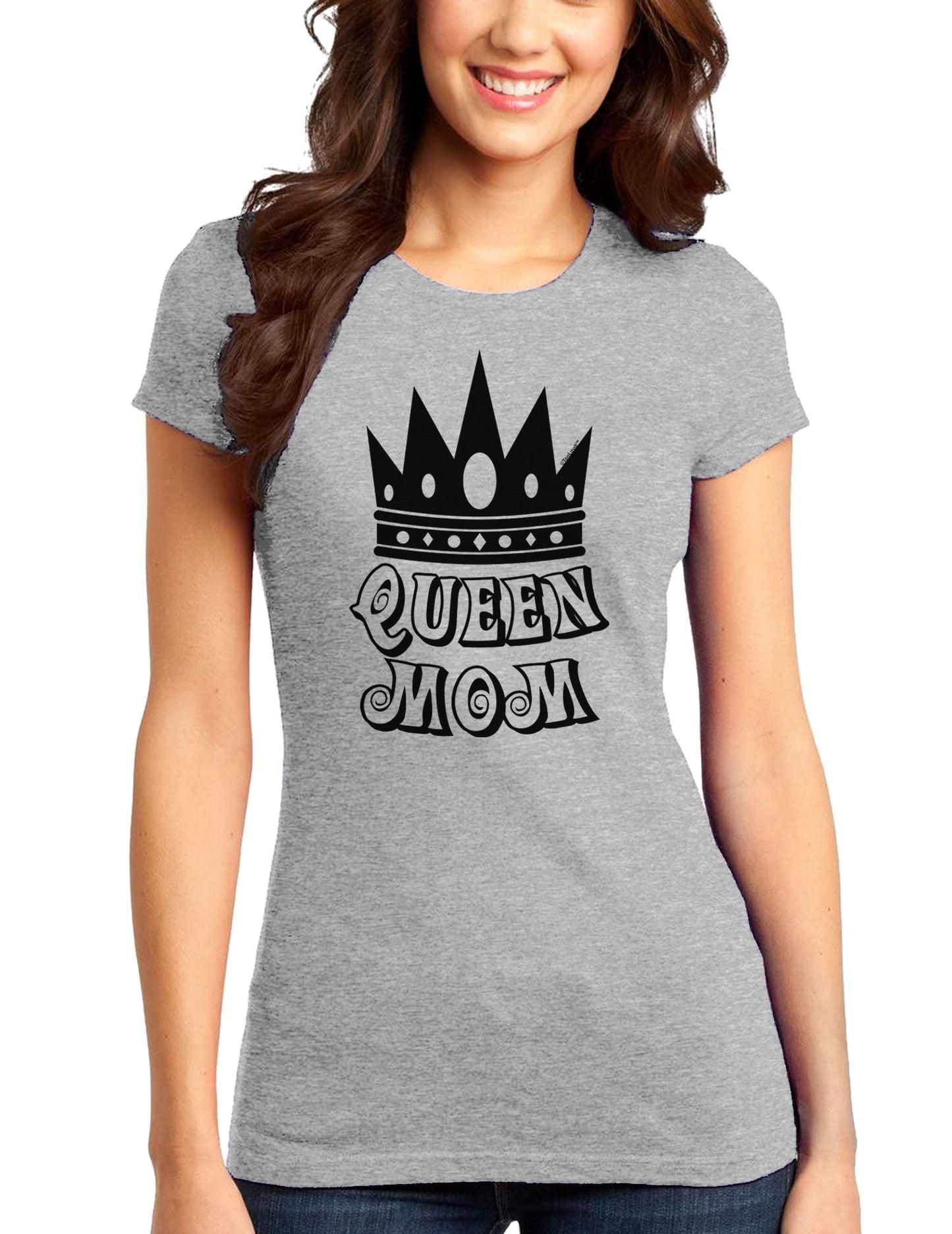 Queen Mom Juniors T-Shirt-Womens Juniors T-Shirt-TooLoud-Heather-Gray-Small-Davson Sales