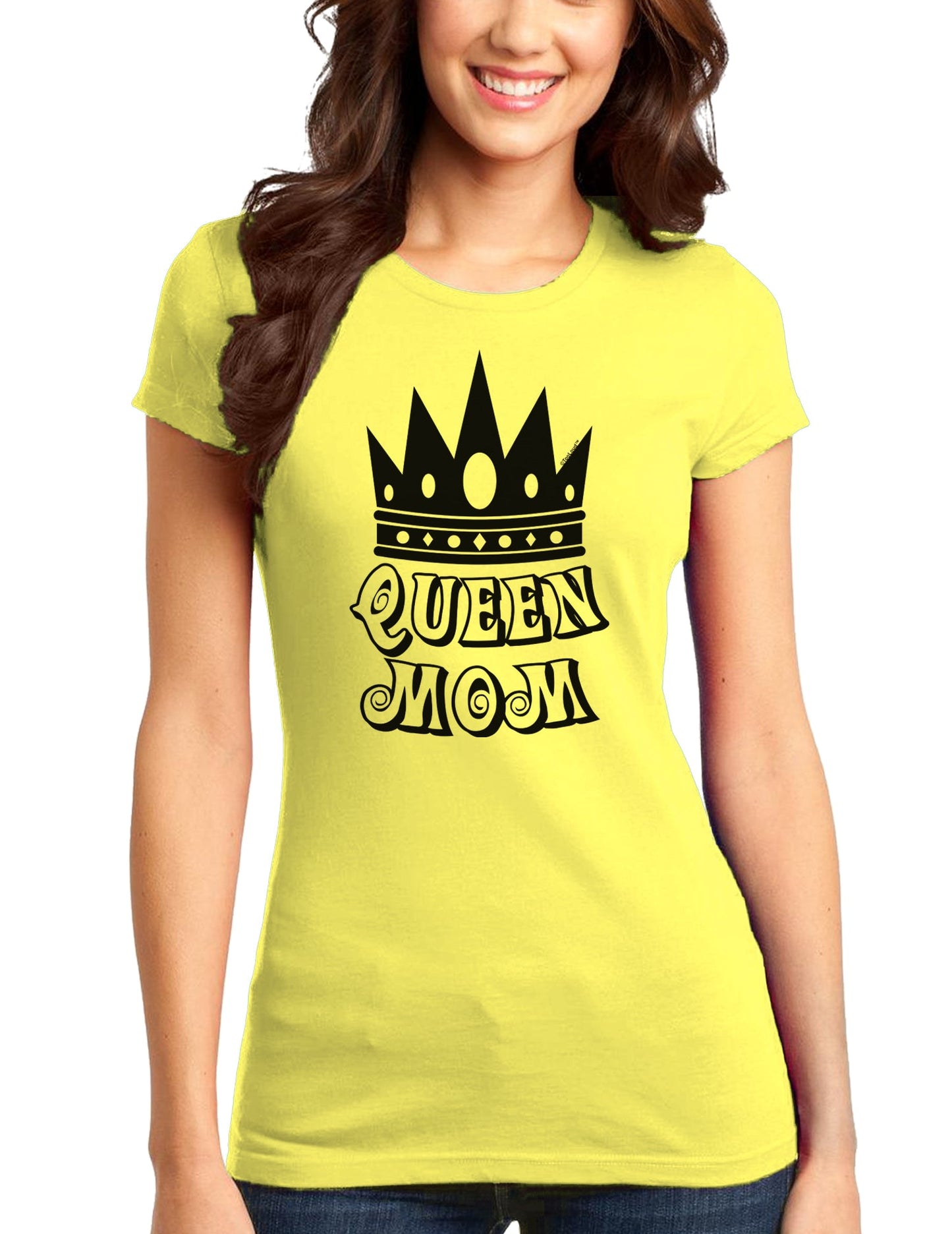 Queen Mom Juniors T-Shirt-Womens Juniors T-Shirt-TooLoud-Yellow-Small-Davson Sales