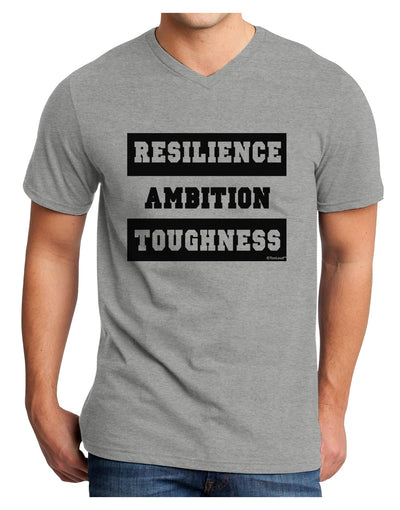 RESILIENCE AMBITION TOUGHNESS Adult V-Neck T-shirt-Mens V-Neck T-Shirt-TooLoud-HeatherGray-Small-Davson Sales