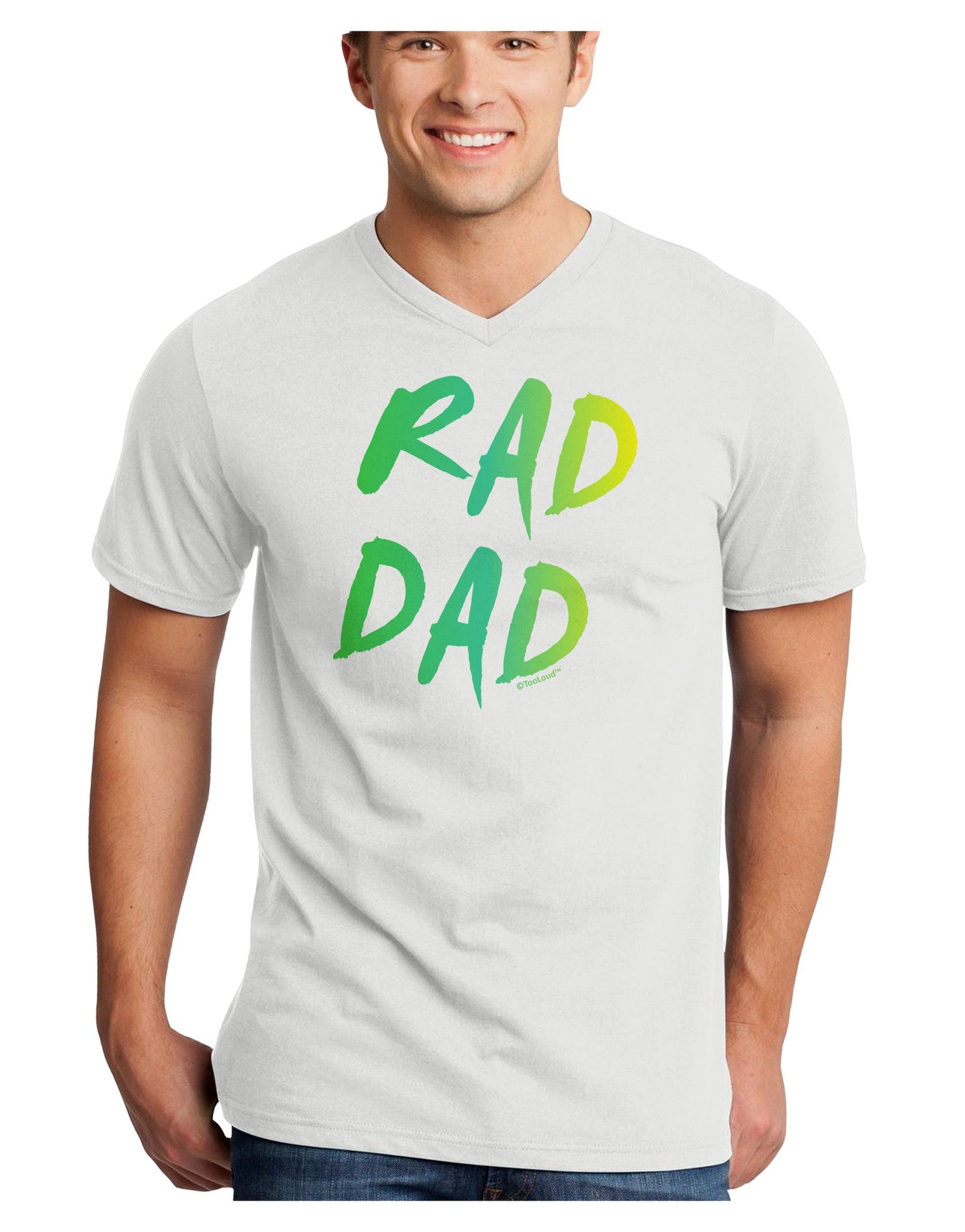 Rad Dad Design - 80s Neon Adult V-Neck T-shirt-Mens V-Neck T-Shirt-TooLoud-White-Small-Davson Sales
