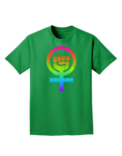 Rainbow Distressed Feminism Symbol Adult Dark T-Shirt-Mens T-Shirt-TooLoud-Kelly-Green-Small-Davson Sales