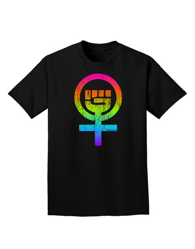 Rainbow Distressed Feminism Symbol Adult Dark T-Shirt-Mens T-Shirt-TooLoud-Black-Small-Davson Sales