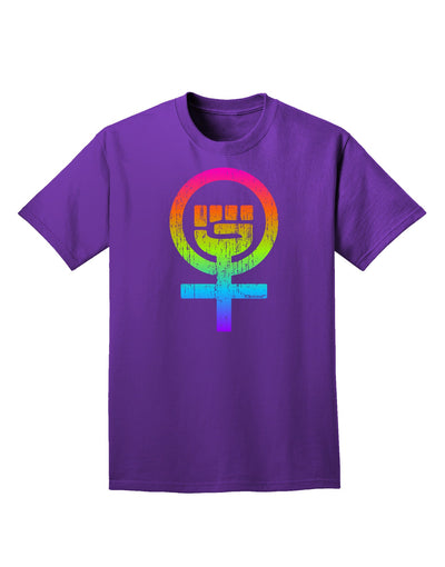 Rainbow Distressed Feminism Symbol Adult Dark T-Shirt-Mens T-Shirt-TooLoud-Purple-Small-Davson Sales