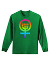 Rainbow Distressed Feminism Symbol Adult Long Sleeve Dark T-Shirt-TooLoud-Kelly-Green-Small-Davson Sales