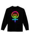 Rainbow Distressed Feminism Symbol Adult Long Sleeve Dark T-Shirt-TooLoud-Black-Small-Davson Sales
