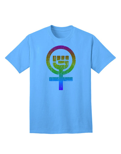 Rainbow Distressed Feminism Symbol Adult T-Shirt-Mens T-Shirt-TooLoud-Aquatic-Blue-Small-Davson Sales