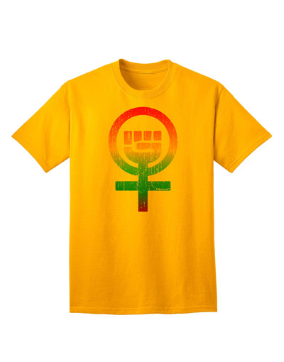 Rainbow Distressed Feminism Symbol Adult T-Shirt-Mens T-Shirt-TooLoud-Gold-Small-Davson Sales