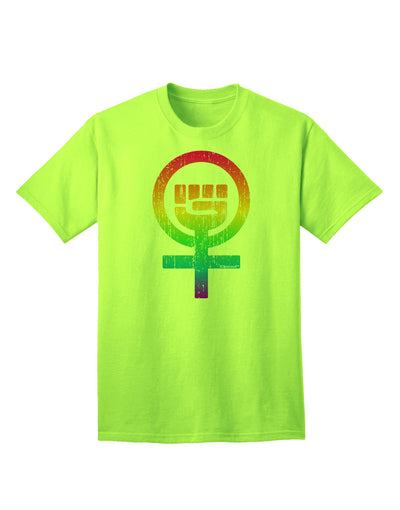 Rainbow Distressed Feminism Symbol Adult T-Shirt-Mens T-Shirt-TooLoud-Neon-Green-Small-Davson Sales