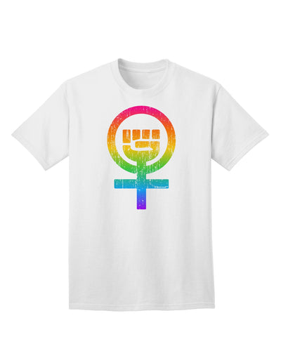 Rainbow Distressed Feminism Symbol Adult T-Shirt-Mens T-Shirt-TooLoud-White-Small-Davson Sales