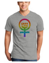 Rainbow Distressed Feminism Symbol Adult V-Neck T-shirt-Mens V-Neck T-Shirt-TooLoud-HeatherGray-Small-Davson Sales