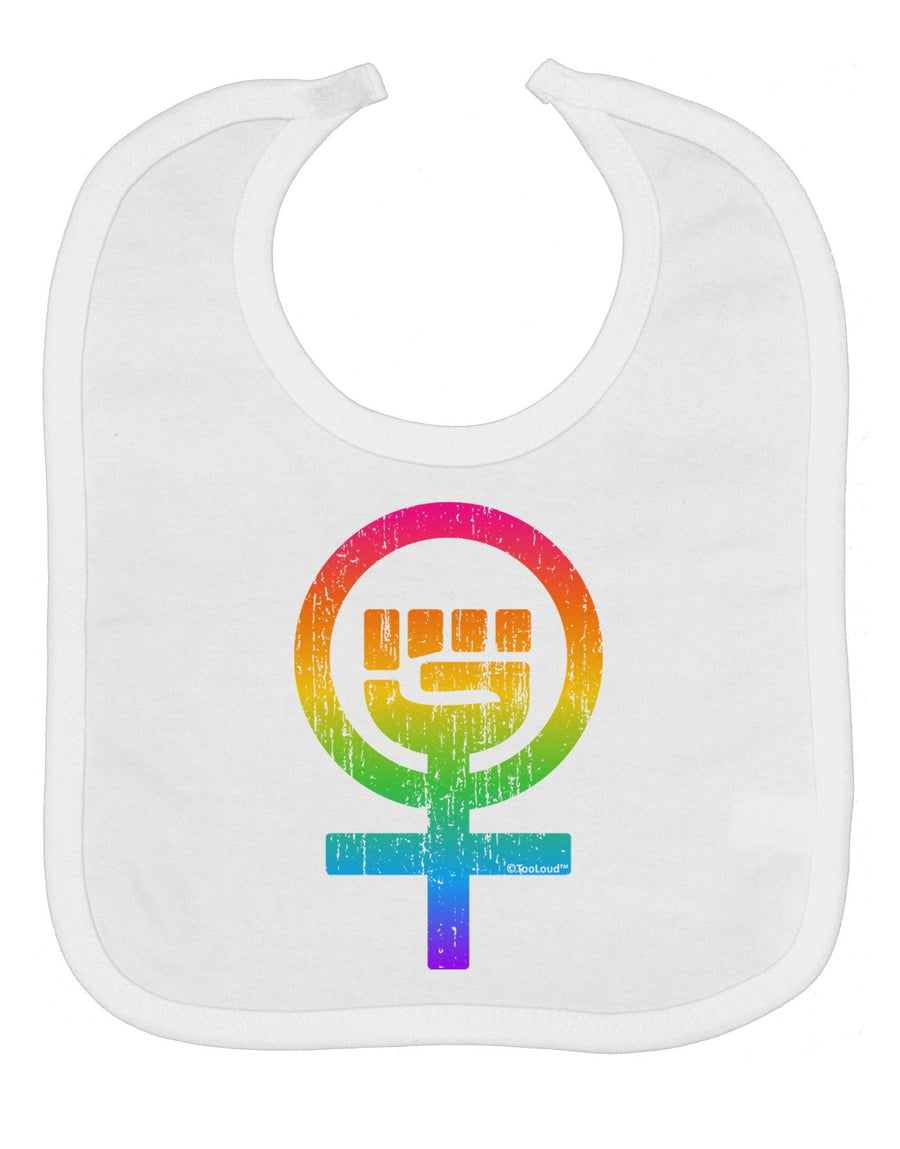 Rainbow Distressed Feminism Symbol Baby Bib