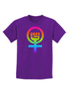 Rainbow Distressed Feminism Symbol Childrens Dark T-Shirt-Childrens T-Shirt-TooLoud-Purple-X-Small-Davson Sales