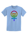 Rainbow Distressed Feminism Symbol Childrens T-Shirt-Childrens T-Shirt-TooLoud-Light-Blue-X-Small-Davson Sales