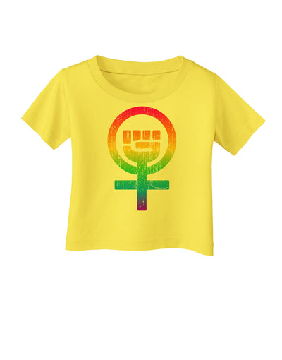 Rainbow Distressed Feminism Symbol Infant T-Shirt-Infant T-Shirt-TooLoud-Yellow-06-Months-Davson Sales