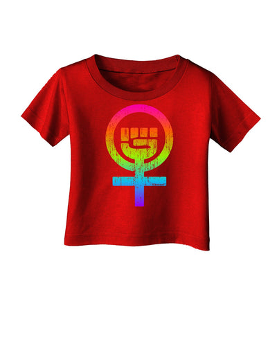 Rainbow Distressed Feminism Symbol Infant T-Shirt Dark-Infant T-Shirt-TooLoud-Red-06-Months-Davson Sales