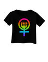 Rainbow Distressed Feminism Symbol Infant T-Shirt Dark-Infant T-Shirt-TooLoud-Black-06-Months-Davson Sales