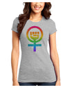 Rainbow Distressed Feminism Symbol Juniors T-Shirt-Womens Juniors T-Shirt-TooLoud-Ash-Gray-Juniors Fitted X-Small-Davson Sales