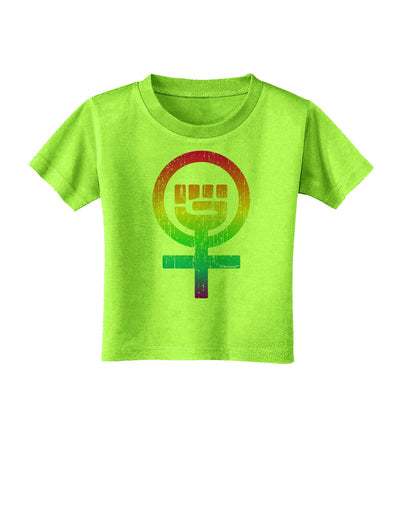 Rainbow Distressed Feminism Symbol Toddler T-Shirt-Toddler T-Shirt-TooLoud-Lime-Green-2T-Davson Sales