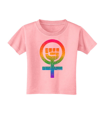 Rainbow Distressed Feminism Symbol Toddler T-Shirt-Toddler T-Shirt-TooLoud-Candy-Pink-2T-Davson Sales