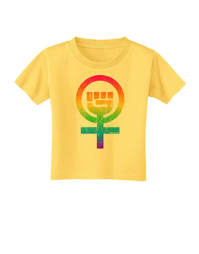 Rainbow Distressed Feminism Symbol Toddler T-Shirt-Toddler T-Shirt-TooLoud-Yellow-2T-Davson Sales