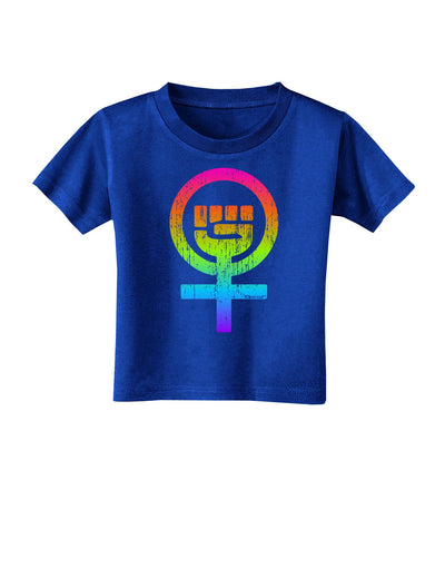 Rainbow Distressed Feminism Symbol Toddler T-Shirt Dark-Toddler T-Shirt-TooLoud-Royal-Blue-2T-Davson Sales