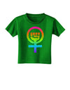 Rainbow Distressed Feminism Symbol Toddler T-Shirt Dark-Toddler T-Shirt-TooLoud-Clover-Green-2T-Davson Sales