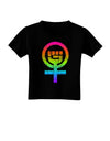 Rainbow Distressed Feminism Symbol Toddler T-Shirt Dark-Toddler T-Shirt-TooLoud-Black-2T-Davson Sales