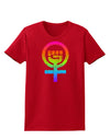 Rainbow Distressed Feminism Symbol Womens Dark T-Shirt-TooLoud-Red-X-Small-Davson Sales