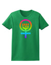 Rainbow Distressed Feminism Symbol Womens Dark T-Shirt-TooLoud-Kelly-Green-X-Small-Davson Sales