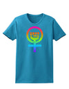 Rainbow Distressed Feminism Symbol Womens Dark T-Shirt-TooLoud-Turquoise-X-Small-Davson Sales