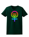 Rainbow Distressed Feminism Symbol Womens Dark T-Shirt-TooLoud-Forest-Green-Small-Davson Sales