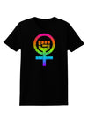 Rainbow Distressed Feminism Symbol Womens Dark T-Shirt-TooLoud-Black-X-Small-Davson Sales