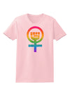 Rainbow Distressed Feminism Symbol Womens T-Shirt-Womens T-Shirt-TooLoud-PalePink-X-Small-Davson Sales