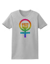 Rainbow Distressed Feminism Symbol Womens T-Shirt-Womens T-Shirt-TooLoud-AshGray-X-Small-Davson Sales