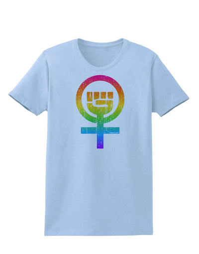 Rainbow Distressed Feminism Symbol Womens T-Shirt-Womens T-Shirt-TooLoud-Light-Blue-X-Small-Davson Sales