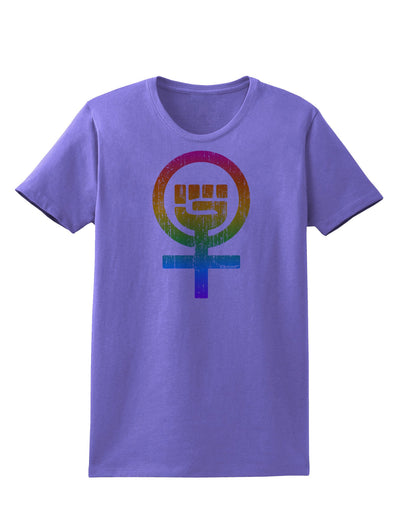 Rainbow Distressed Feminism Symbol Womens T-Shirt-Womens T-Shirt-TooLoud-Violet-X-Small-Davson Sales