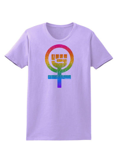 Rainbow Distressed Feminism Symbol Womens T-Shirt-Womens T-Shirt-TooLoud-Lavender-X-Small-Davson Sales